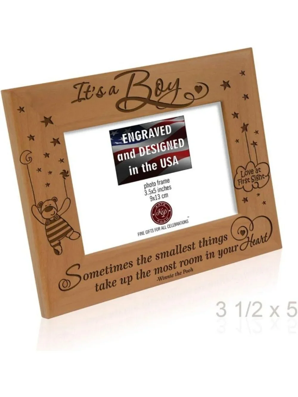 Engraved Wood Picture Frame for Baby - Heartfelt Sonogram Keepsake Gift, It's a